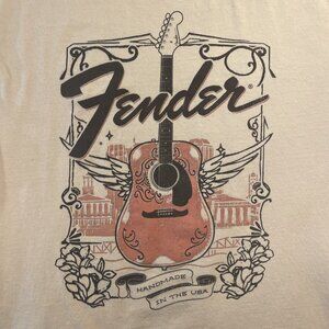 Large Peach Fender Flying Wing Guitar T-Shirt